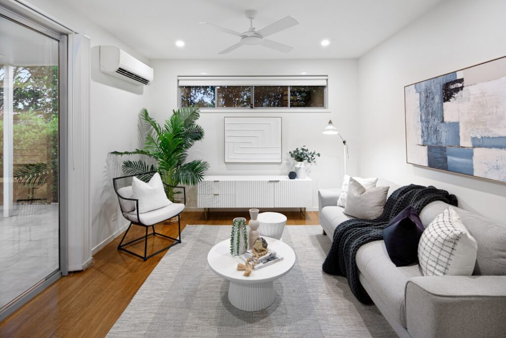 modern ductless mini split system installed in a living room
